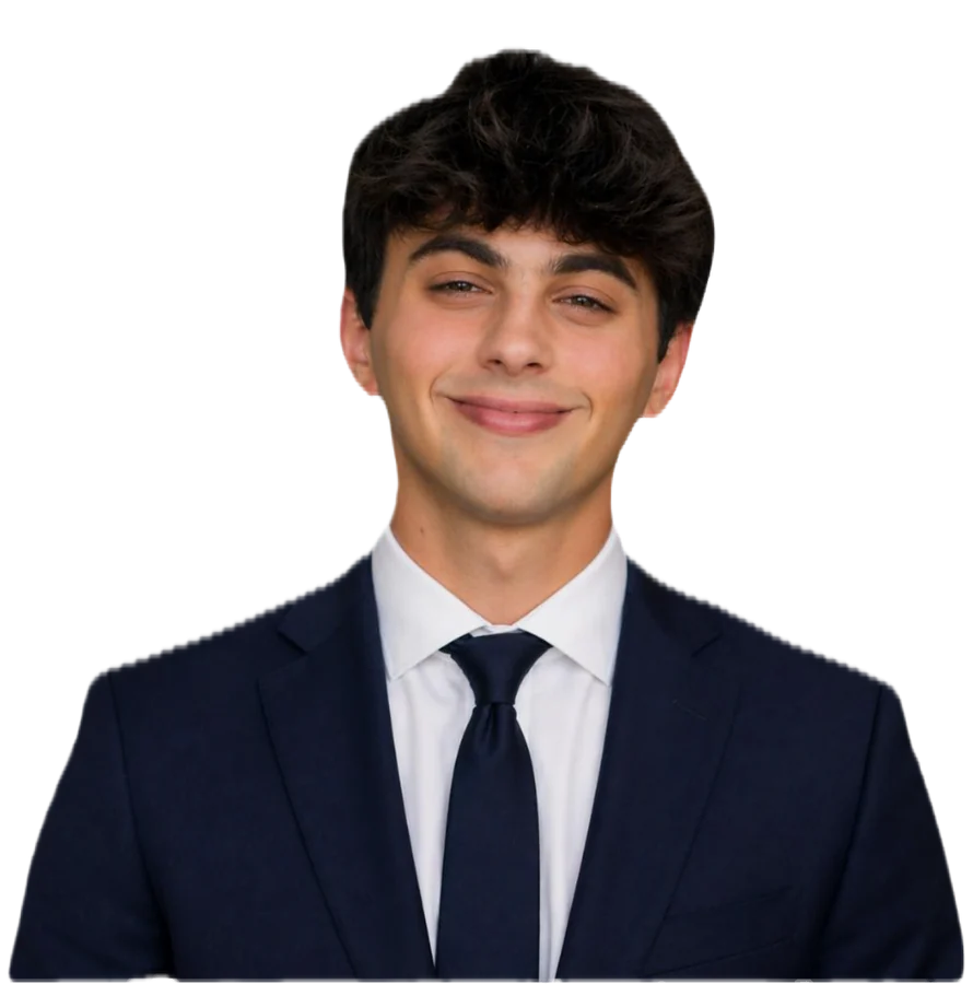Portrait of Gabe Cohen in a navy suit